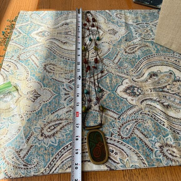 Chicos Signed Tribal Enamel Pendant Necklace Boho Statement Retired - Picture 7 of 8